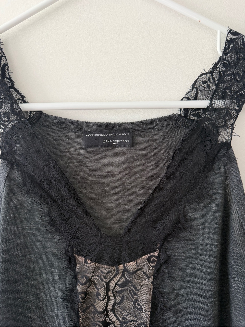 Zara Collection Lace Trim Tank Top Black Size M Soft Knit Sleeveless Camisole - Picture 5 of 16